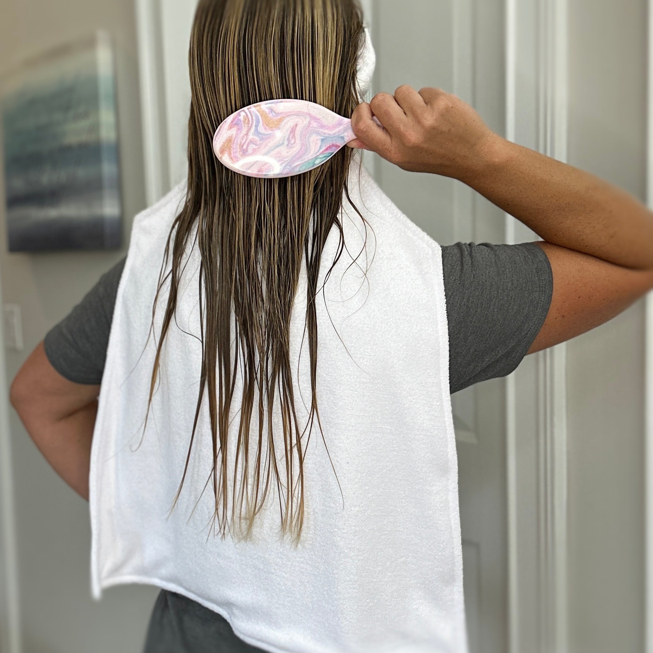 White Ladies Towel Back with an adjustable headband!