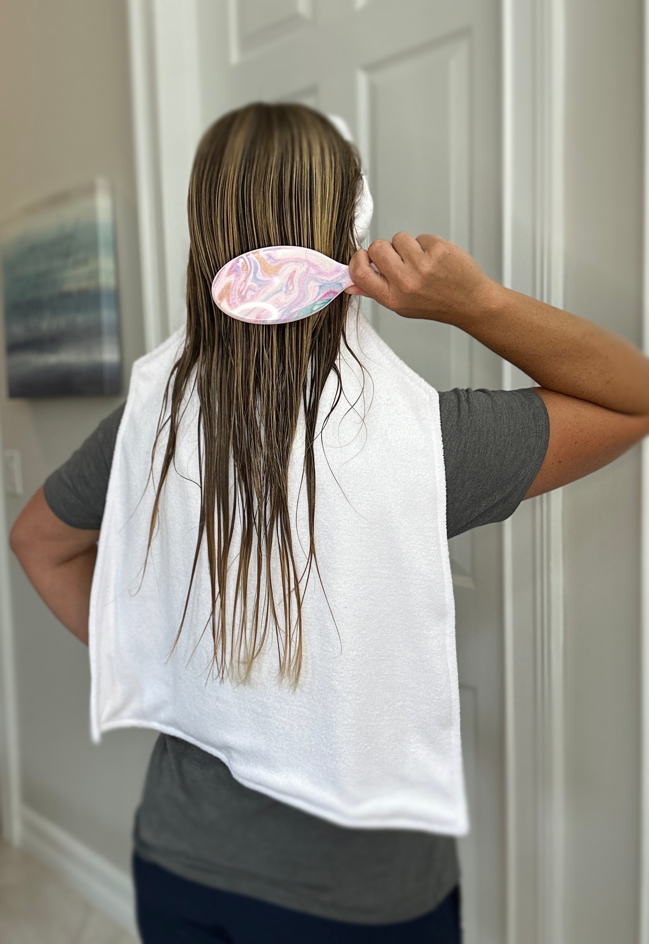 White Ladies Towel Back with an adjustable headband!
